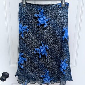 Chic Blue Floral A-Line Skirt Junior